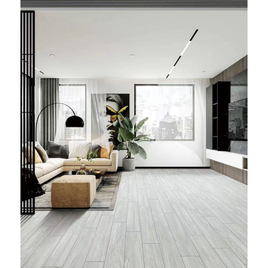 Full-body Straight-edge Wood Grain Tile - Light Gray Wood Grain Floor Porcelain Tile